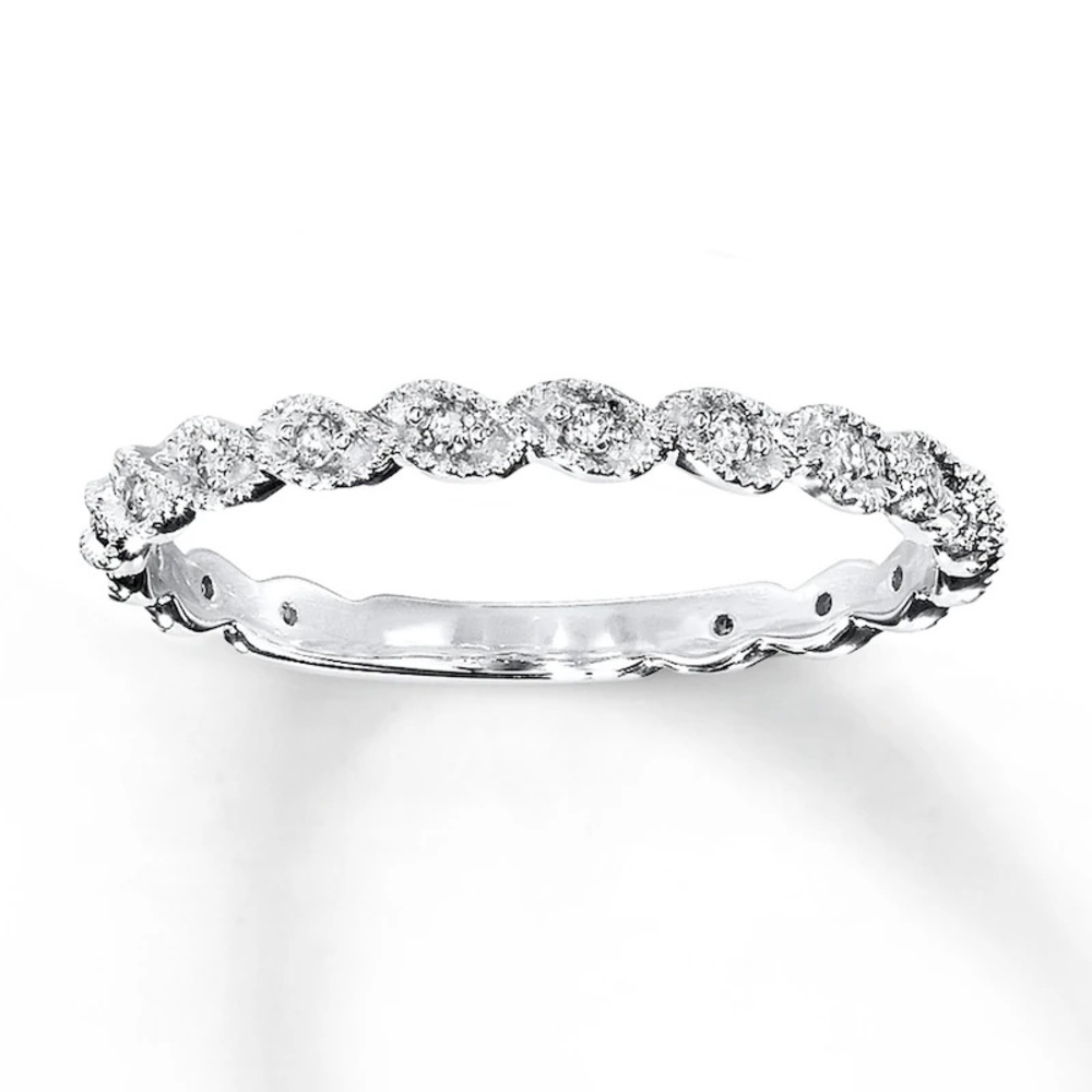 14k White Gold Diamond Anniversary/Wedding Band Ring